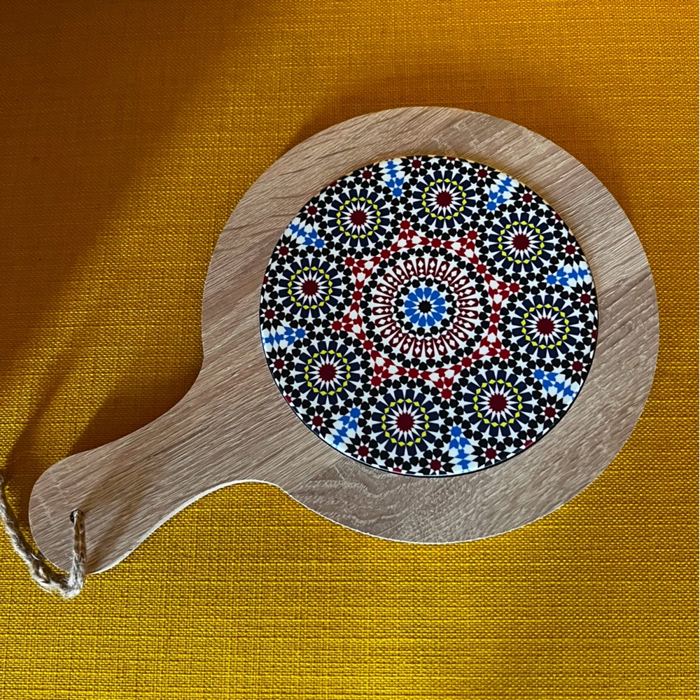 NWT Wooden Tray With Ceramic Tile